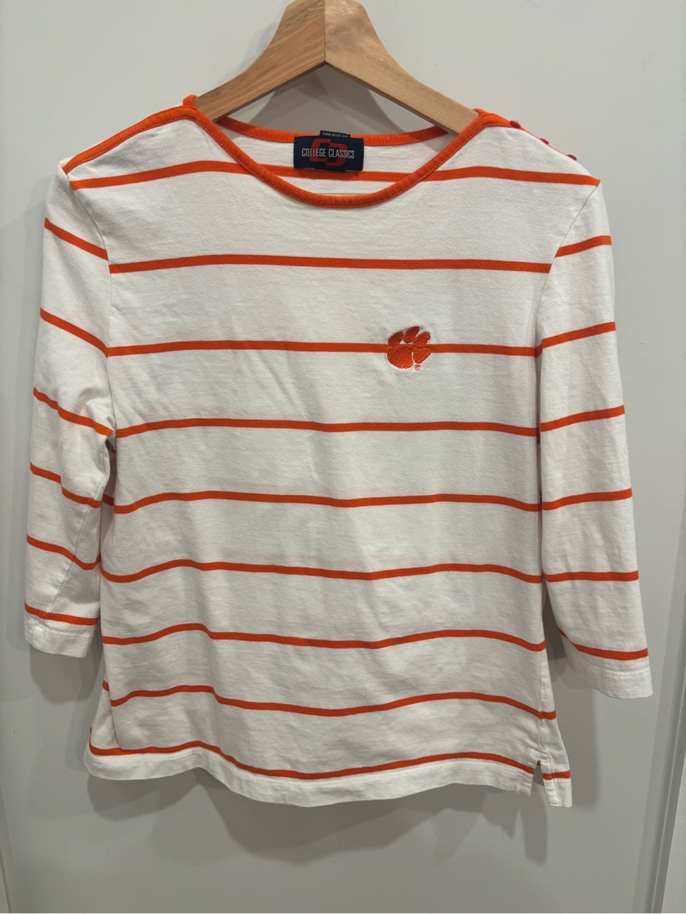 College Classics White & Orange Striped Long-Sleeve Tee
